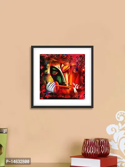 999STORE Lord Krishna Poster (Canvas_35X35 cms_Red Poster003)