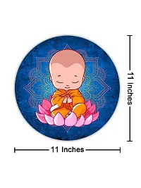 999STORE Little Buddha Seeting On Lotus Round Shape Wall Painting (MDF_11X11 Inch_Multi) RPainting006-thumb4