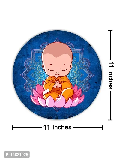 999STORE Little Buddha Seeting On Lotus Round Shape Wall Painting (MDF_11X11 Inch_Multi) RPainting006-thumb5