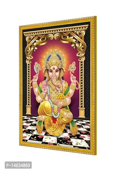 999STORE Blessing Lord Ganesha Photo Painting With Photo Frame For Mandir/Temple Lord Ganesha Photo Frames For Wall (MDF  Fiber_12X8 Inches) God0106-thumb3