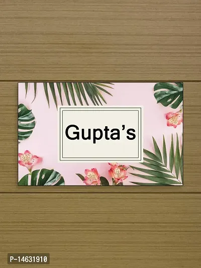 999Store Printed Green Leaves for Home Name Plate (MDF_12 X7.5 Inches_Multi)-thumb2