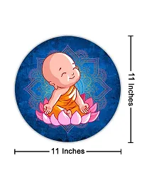999STORE Little Laughing Buddha Seating On Lotus Round Shape Wall Painting (MDF_11X11 Inch_Multi) RPainting008-thumb4