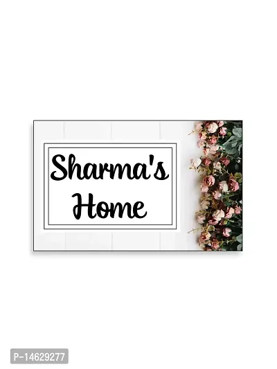 999Store Printed White Roses for Home Name Plate (MDF_12 X7.5 Inches_Multi)