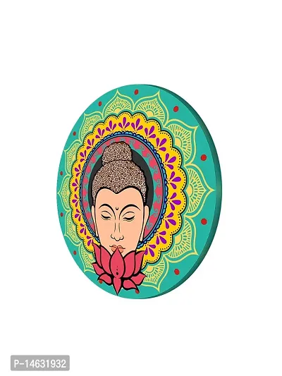 999STORE Buddha Face With Lotus Round Shape Wall Painting (MDF_11X11 Inch_Multi) RPainting042-thumb3