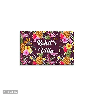 999Store Printed Pineapple and Flowers for Home Name Plate (MDF_12 X7.5 Inches_Multi)-thumb0