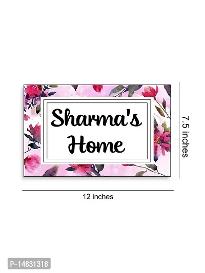 999Store Printed Pink Flowers For Home Name Plate (Mdf_12 X7.5 Inches_Multi)-thumb4