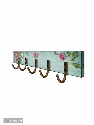 999STORE Red Roses Printed Wall Hanger for Clothes Hanging 5 Hooks for Clothes and Towel in Bathroom and Living Room for Wall Hanger Hanger097-thumb3