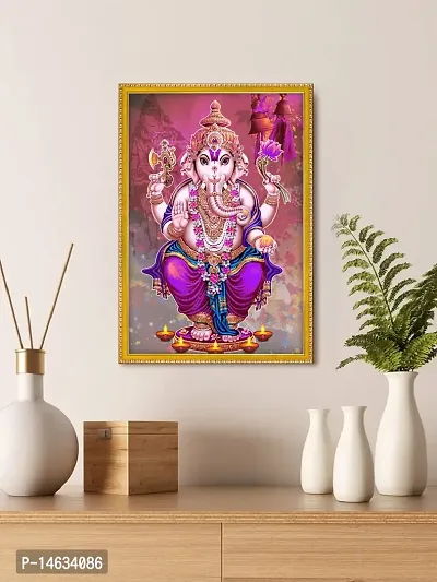 999STORE Lord Ganesha Photo Painting With Photo Frame For Mandir/Temple Ganesha Photo Frames For Wall (MDF  Fiber_12X8 Inches) God0135-thumb0