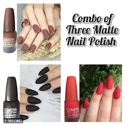 Cemera High Shine Matte long lasting Rich Colors HD Nail Paint Enemal Combo Set Of Three-thumb0