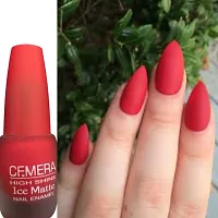 Velvet Matte Nail Polish Combo Of Three Red , Transperent_Upper_coat ,  Peach-thumb1