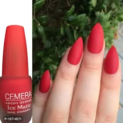 Velvet Matte Nail Polish Combo Of Three Red , Transperent_Upper_coat ,  Peach-thumb2