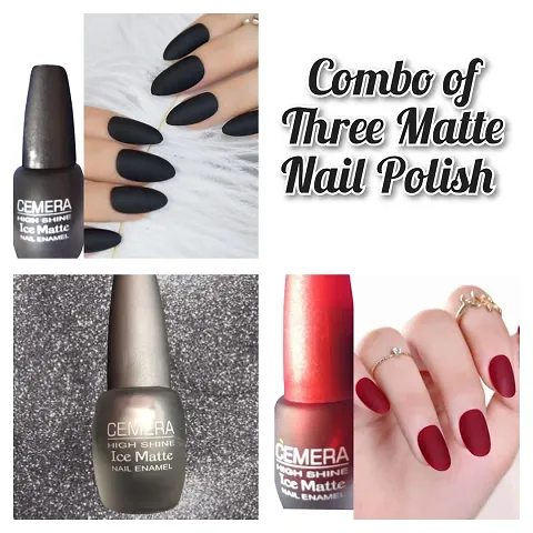 matte nail polish combo Of Three Black , Silver , Maroon