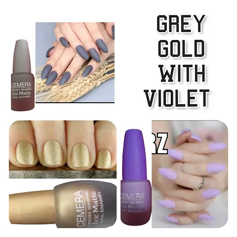 Best Nail Polish Combo Of Three Grey , Golden , Violet