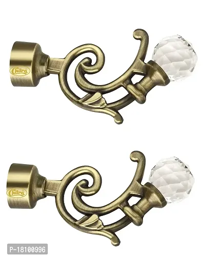 Chitra Antique Brass Finish Febura Zinc and Diamond Curtain Finials for Door and Window Accessories / Pack of 1 Pair