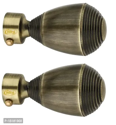 Chitra Zinc Alloy Olay Curtain Finial (Without Curtain Support) , Antique Brass / Pack of 1 Pair