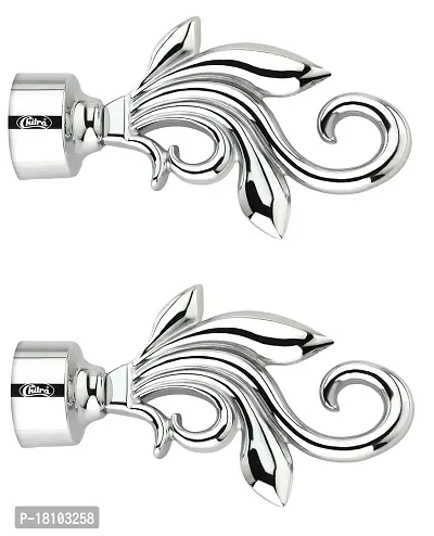 Chitra Zinc Alloy Dyna Curtain Finial (Without Curtain Support) , Satin Silver / Pack of 1 Pair
