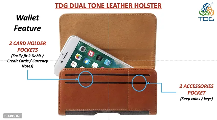 TDGreg; Dual Tone Faux Leather Pouch Holster Belt Clip Case with Belt Loop  Magnetic Flap Compatible for Redmi 9A-thumb4