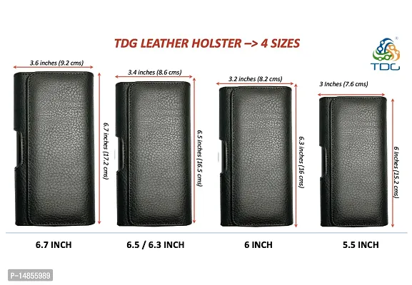 TDG Pu Leather Belt Pouch Holster for Apple iPhone Smartphones  Mobiles (Display 5 to 6.5 inches) (Black, 6.0)-thumb3