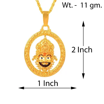 Morir Micron Gold Plated Brass Khatu Shyam Ji Shyam Baba Chain Necklace Gold-plated Brass Pendant