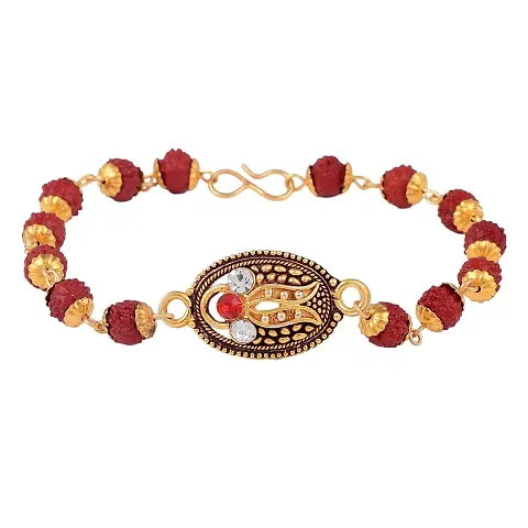 Morir Plated C/Z Stud Beautiful Designer Rudraksha Bracelet Wrist Jewelry for Men and Women