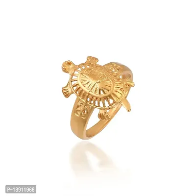 Morir Gold Plated Brass Vaastu Fengshui Kachua Tortoise Good Luck Charm Fashion Finger Ring Animal Jewellery for Women Girl