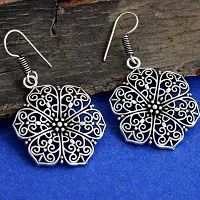 Morir Silver Vintage Handmade Boho Statement Floral Charms Drop Dangle Fashionable Trendy Earrings Jewelry for Women and Girls-thumb1