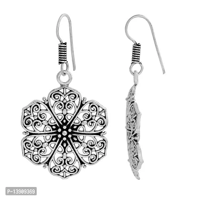 Morir Silver Vintage Handmade Boho Statement Floral Charms Drop Dangle Fashionable Trendy Earrings Jewelry for Women and Girls-thumb3