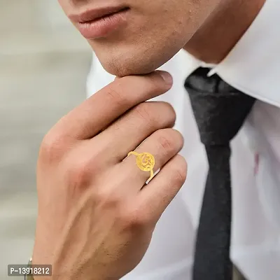 morir Gold Plated Brass Om (aum) Finger Ring Jewelry For Unisex-thumb4