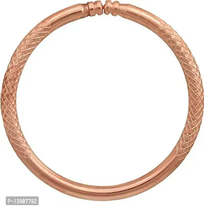 Morir Copper Coated Rose Gold 5mm Round Solid Open Mouth Free Size Adjustable Bracelet Kada for Men Women Kids-thumb0