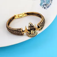 Morir Modern Filigree Black Oxidized Finish Embellished with Mahakal Trishul Damru Charm Fashion Cuff Bangle Bracelet Kada Wristband Religious Jewelry for Unisex-thumb3