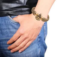 Morir Modern Filigree Black Oxidized Finish Embellished with Mahakal Trishul Damru Charm Fashion Cuff Bangle Bracelet Kada Wristband Religious Jewelry for Unisex-thumb2