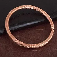 Morir Copper Coated Rose Gold 5mm Round Solid Open Mouth Free Size Adjustable Bracelet Kada for Men Women Kids-thumb1