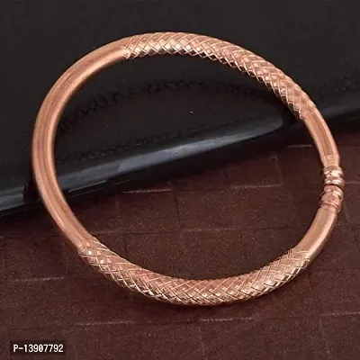 Morir Copper Coated Rose Gold 5mm Round Solid Open Mouth Free Size Adjustable Bracelet Kada for Men Women Kids-thumb2