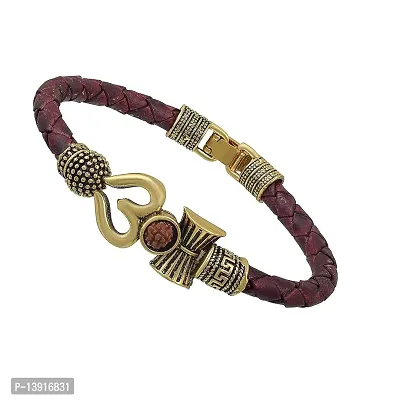 morir Made of Brass Gold Plated Antique Vintage Ethnic Trishul Damru Kada Bracelet for Men Women Boys Girls-thumb5