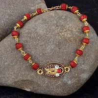 Morir Gold Plated C/Z Stud Beautiful Designer Rudraksha Bracelet Wrist Jewelry for Men and Women-thumb2