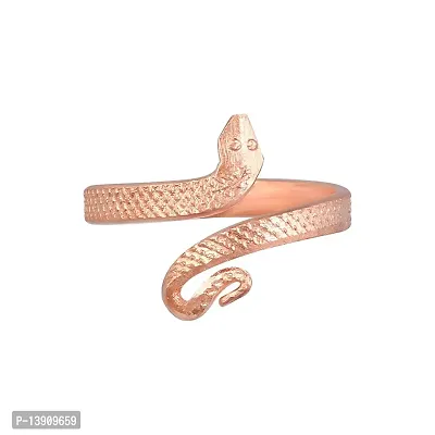 Morir Pure Copper Health Benificial Snake Kaal Sarp (Kaalsarp) Dosh Nivaran Textured Design Open End Free Size Fingerring Adjustable Ring Animal Jewelry for Unisex-thumb0