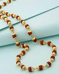 Morir Rudraksha Mala with Golden Cap Hindu Meditation Yoga Rudraksha Mala for Men Women Unisex-thumb1