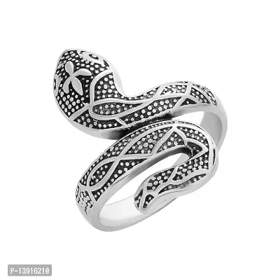 morir Brass Oxidised Finish Snake Cobra Shaped Ring Punk Gothic Exaggerated Spirit Snake Opening Finger Ring Statement Jewellery for Women Men-thumb0