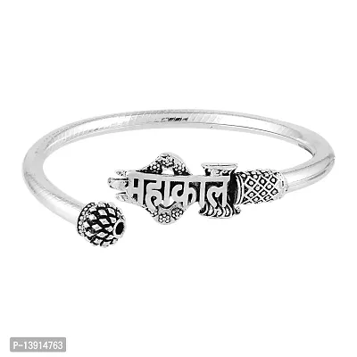 morir Silver Plated Religious Mahakal Lockable Kada Bracelet for Men Lord Shiva Cuff Bracelet for Unisex Adult  Child-thumb2