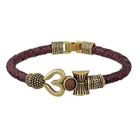 morir Made of Brass Gold Plated Antique Vintage Ethnic Trishul Damru Kada Bracelet for Men Women Boys Girls-thumb1