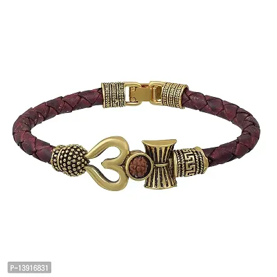 morir Made of Brass Gold Plated Antique Vintage Ethnic Trishul Damru Kada Bracelet for Men Women Boys Girls-thumb2
