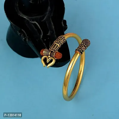 Morir Made of Brass Gold Plated Rudraksha Trishul Damroo Bahubali Kada Bracelet Wrist Band Jewelry for Unisex-thumb3