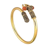 Morir Made of Brass Gold Plated Rudraksha Trishul Damroo Bahubali Kada Bracelet Wrist Band Jewelry for Unisex-thumb1