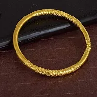 Morir Gold Plated Brass Round Solid 5mm Open Mouth Free Size Adjustable Bracelet Kada for Men Women-thumb3