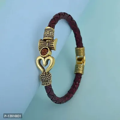 morir Made of Brass Gold Plated Antique Vintage Ethnic Trishul Damru Kada Bracelet for Men Women Boys Girls-thumb3