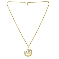 Morir Gold Plated CZ Studded Half Moon Allah Arabic Islamic Pendant Necklace Muslim Jewelry for Men and Women-thumb3