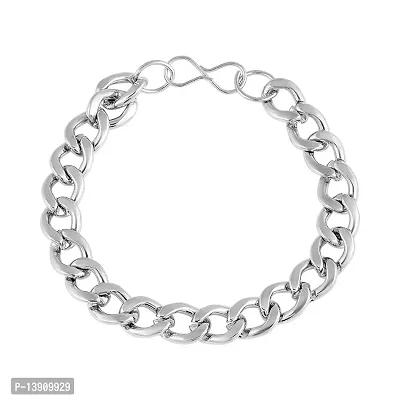 Morir Stainless Steel Heavy Curb Chain Flat Interlink Bracelet Wrist Jewellery for Men Women