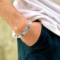 morir Silver Plated Religious Mahakal Lockable Kada Bracelet for Men Lord Shiva Cuff Bracelet for Unisex Adult  Child-thumb3