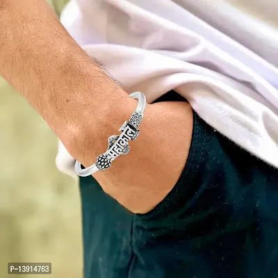 morir Silver Plated Religious Mahakal Lockable Kada Bracelet for Men Lord Shiva Cuff Bracelet for Unisex Adult  Child-thumb4