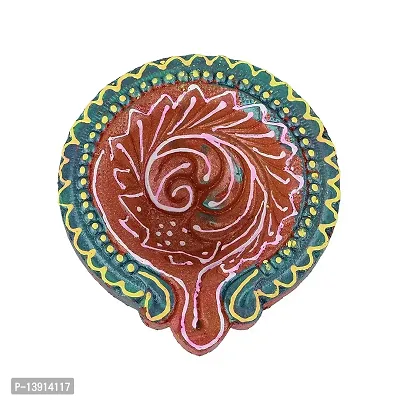 morir Handmade Clay Diya for Diwali Gift/Decorations/Natural Earthen Oil Lamp/Traditional Diyas for Pooja Multicolour (Set of 11 Pcs)-thumb2